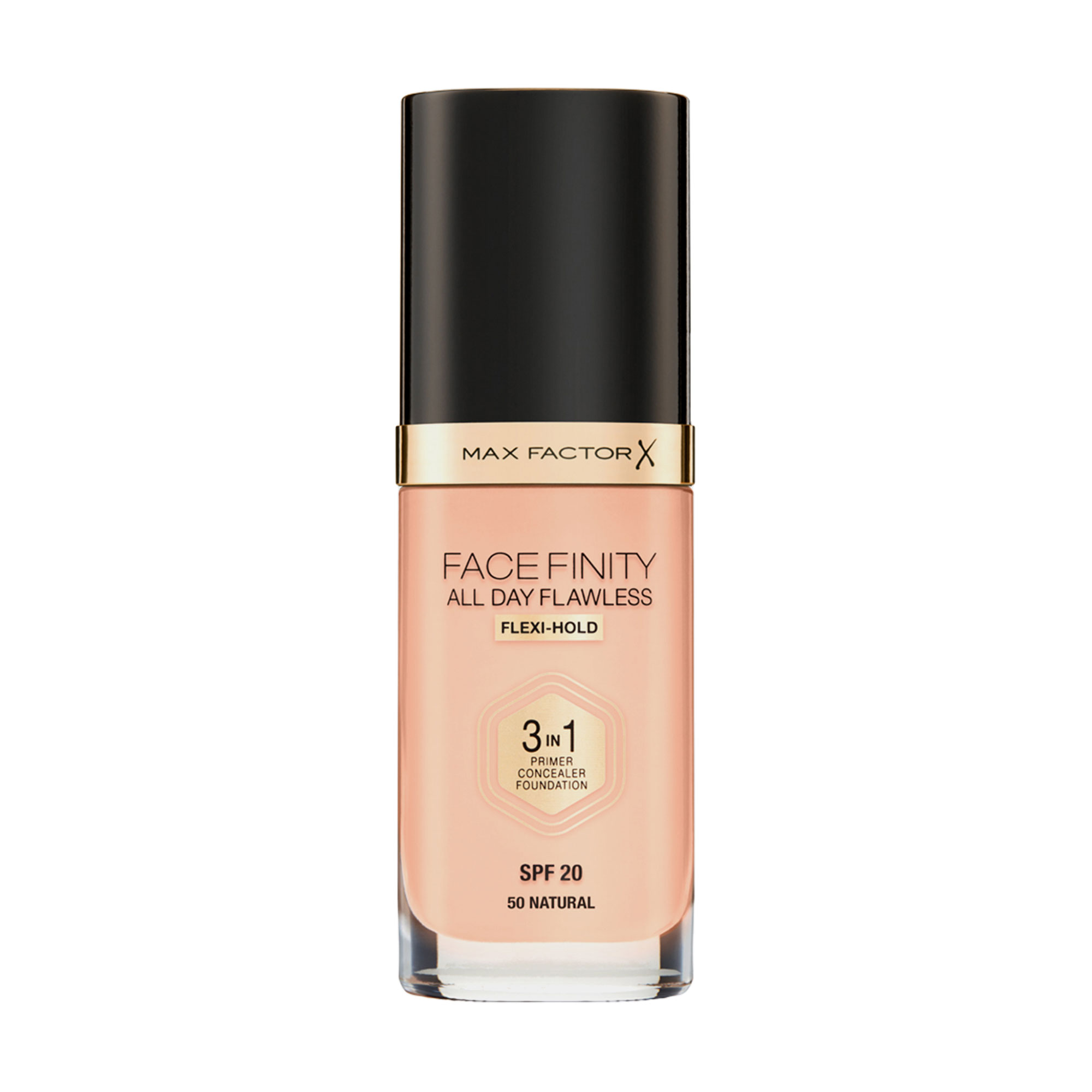 Тональна основа для обличчя Max Factor Facefinity All Day Flawless 3-In-1 Foundation SPF 20, 50 Natural, 30 мл