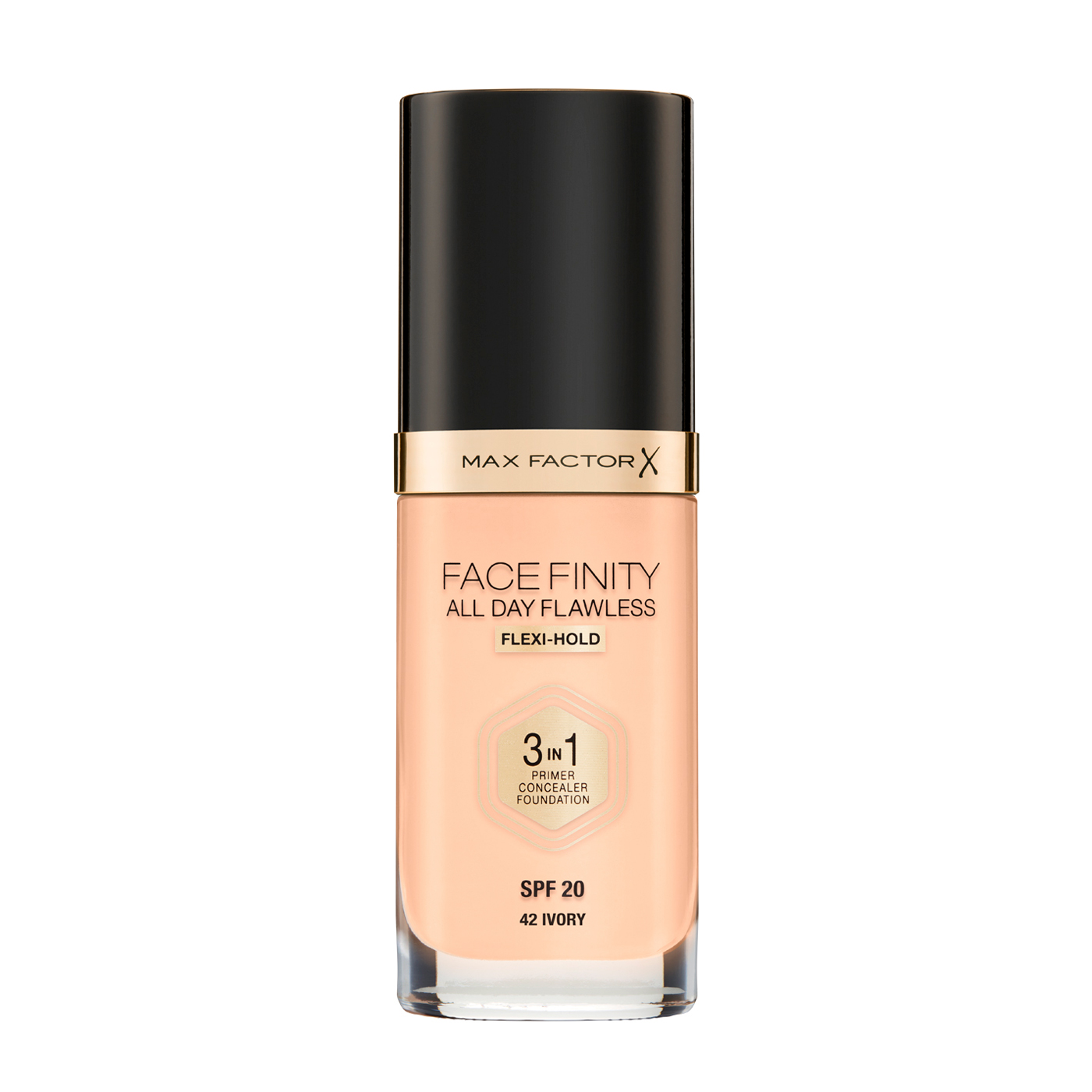 Тональна основа для обличчя Max Factor Facefinity All Day Flawless 3-In-1 Foundation SPF 20, 42 Ivory, 30 мл